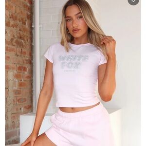 NWT White Fox Pink baby tee size S
